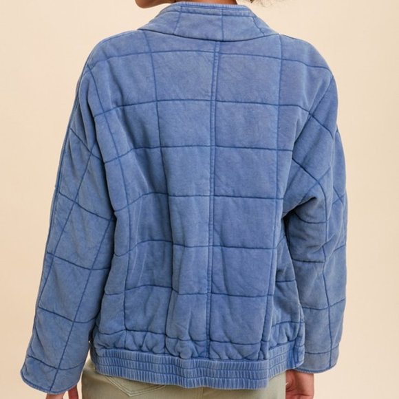 LAST 1! NWT Quilted Jacket Dolman Dusty Denim Garment Washed - Picture 3 of 3